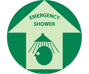 Emergency Shower Glow Walk on Floor Sign