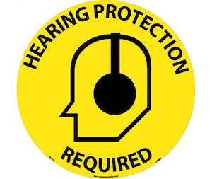 Hearing Protection Required Walk on Floor Sign 17" Diameter