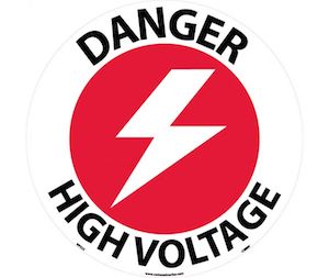 Danger High Volate Walk in Floor Sign 17" Diameter