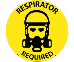 Respirator Required Walk on Floor Sign 17" Diameter
