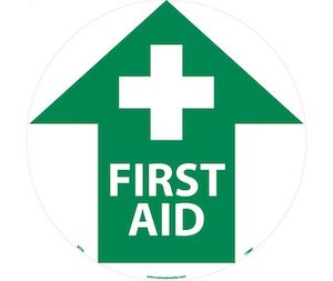 First Aid Walk in Floor Sign 17" Diameter