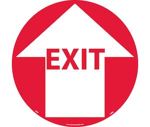Exit with Arrow Walk on Floor Sign 17" Diameter