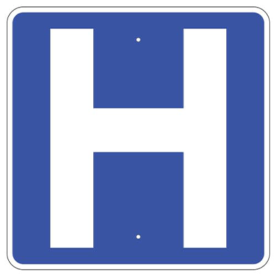 Aluminum Hospital Symbol Sign (D9-2)