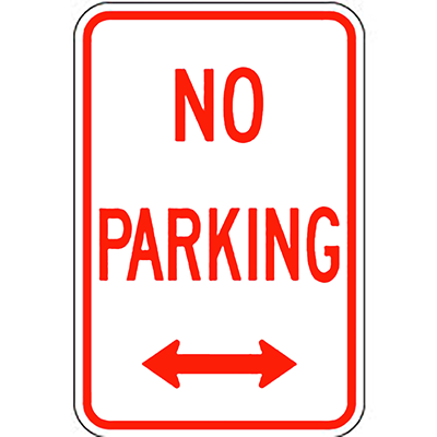 Aluminum No Parking Sign (Arrows)