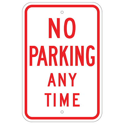 Aluminum No Parking Anytime Sign