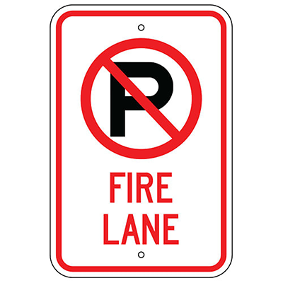 Aluminum No Parking Fire Lane Sign (Symbol)