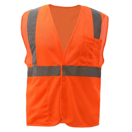 Orange Class 2 Safety Vest with Hook and Loop