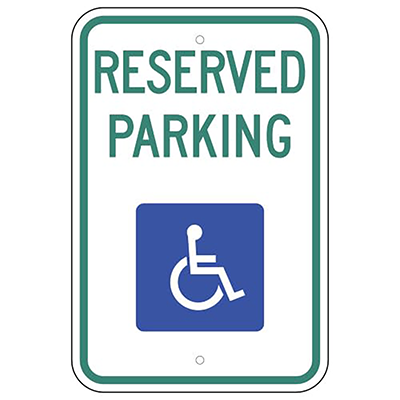 Aluminum Reserved Parking Sign (Large Symbol)