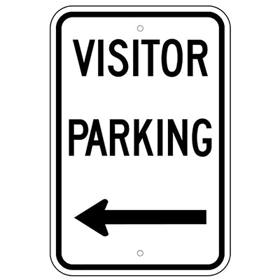 Aluminum Visitor Parking Left Arrow Sign