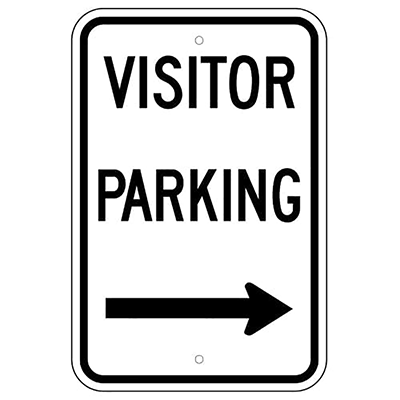 Aluminum Visitor Parking Right Arrow Sign