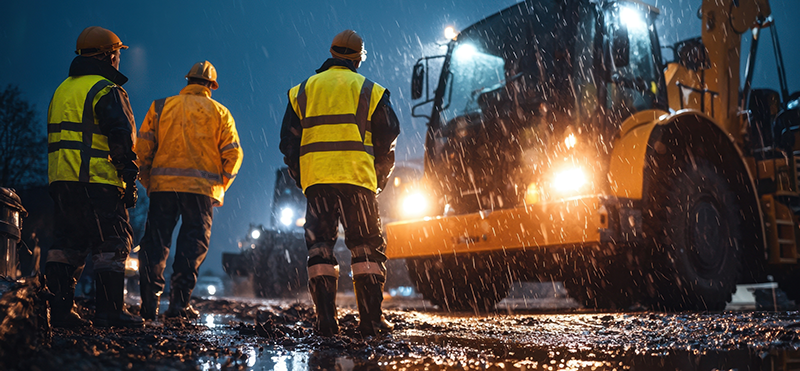 Work Crew Wearing High Visibility Safety Apparel